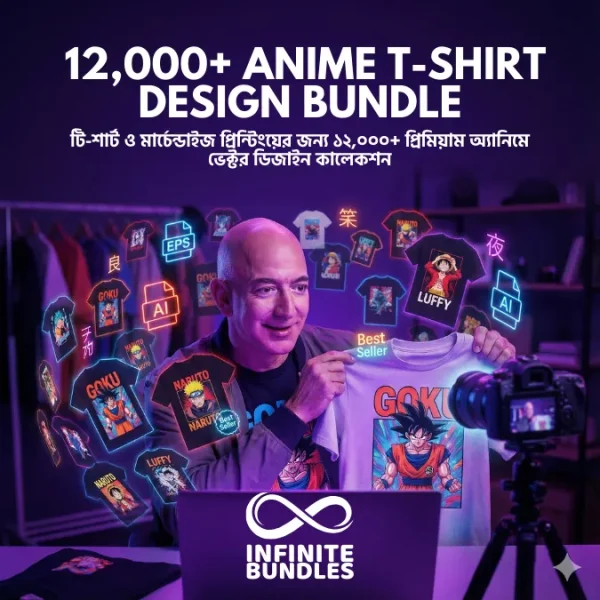 12,000+ Anime T-Shirt Design Mega Bundle (POD Ready)
